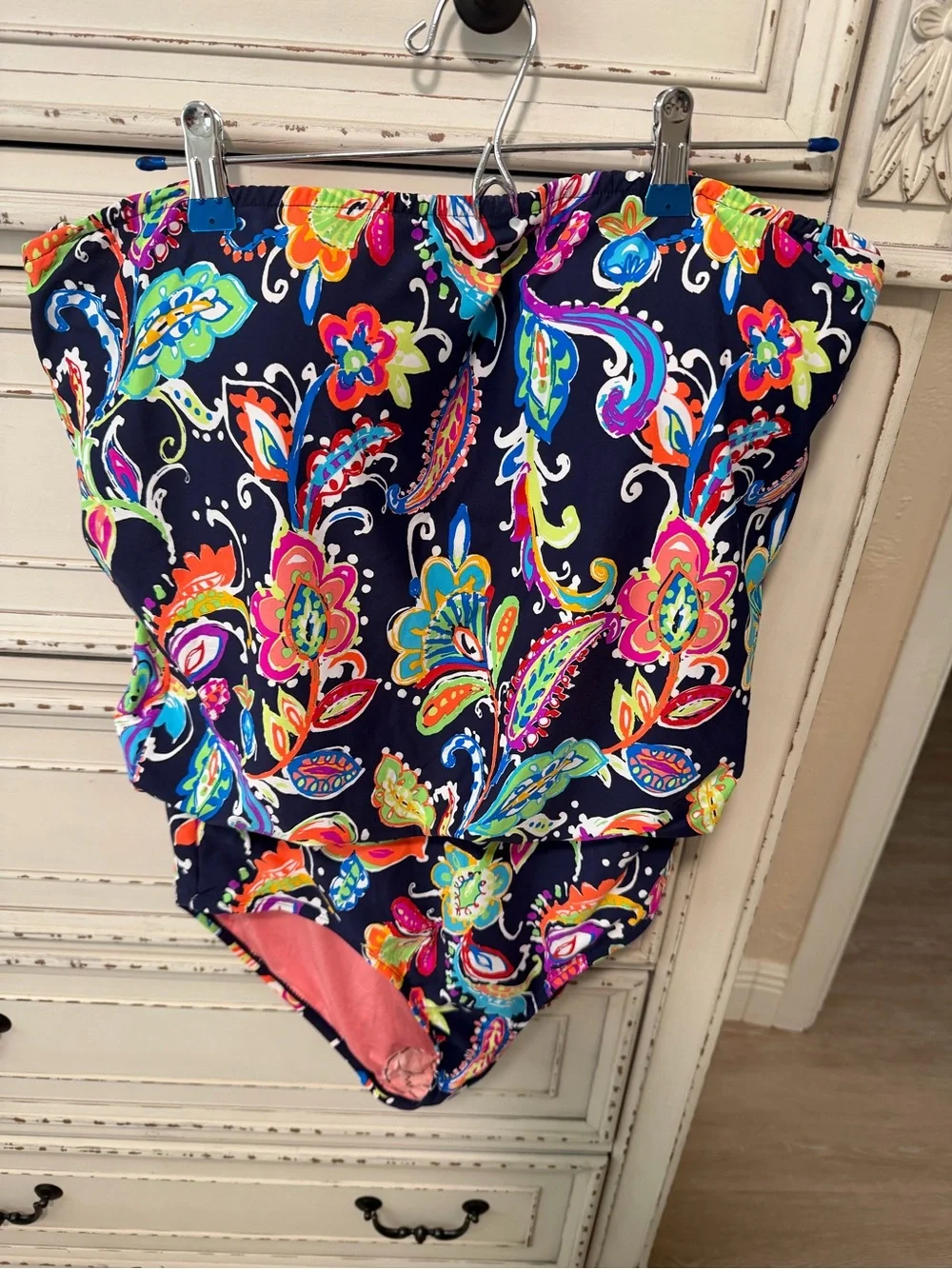 Navy Multicolor Paisley One-Piece Swimsuit